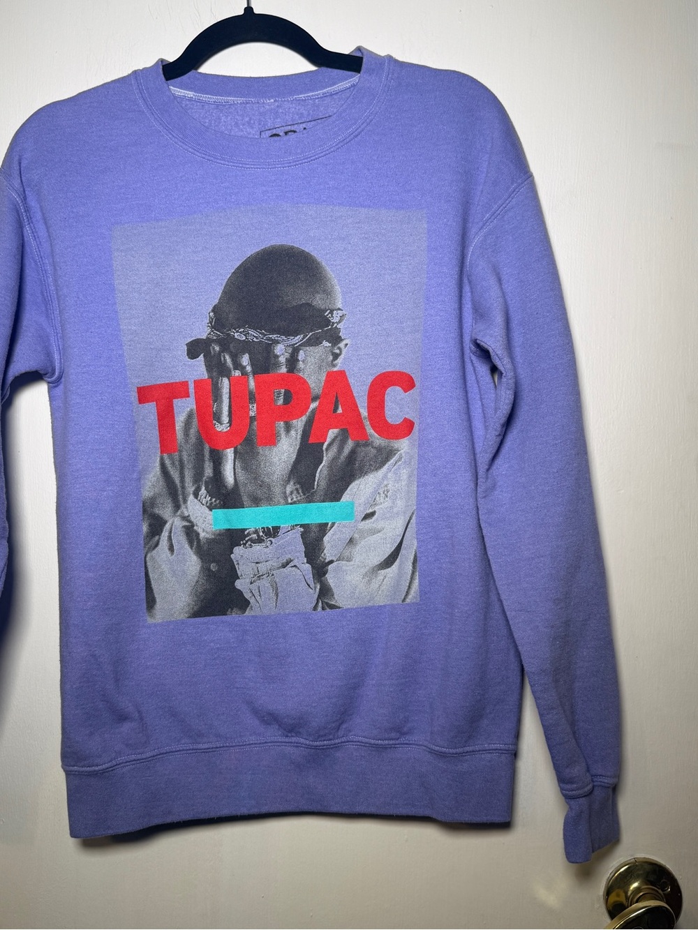 2Pac Purple Graphic Tupac Hip Hop Crewneck Sweatshirt - Lavender Small Unisex